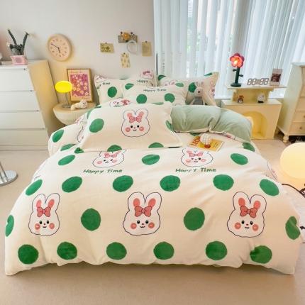 91家纺网 家纺一手货源 找家纺 （总）全季家居 2023新款小清新A类高克重加厚印花牛奶绒被套单件