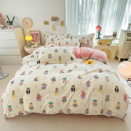 91家纺网 家纺一手货源 找家纺 （总）全季家居 2023新款小清新A类高克重加厚印花牛奶绒被套单件