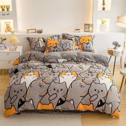 91家纺网 家纺一手货源 找家纺 （总）宅部落2023新款牛奶绒四件套法莱绒三件套单被套