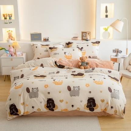 91家纺网 家纺一手货源 找家纺 （总）宅部落2023新款牛奶绒四件套法莱绒三件套单被套