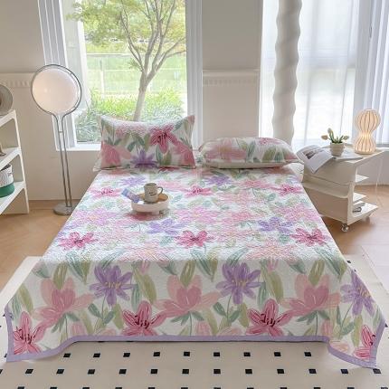 91家纺网 家纺一手货源 找家纺 总胜权40支A类全棉夹棉绗缝13372简约款印花多功能床盖夏被四季通用