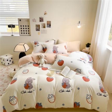 91家纺网 家纺一手货源 找家纺 （总）宅部落2023新款牛奶绒四件套法莱绒三件套单被套