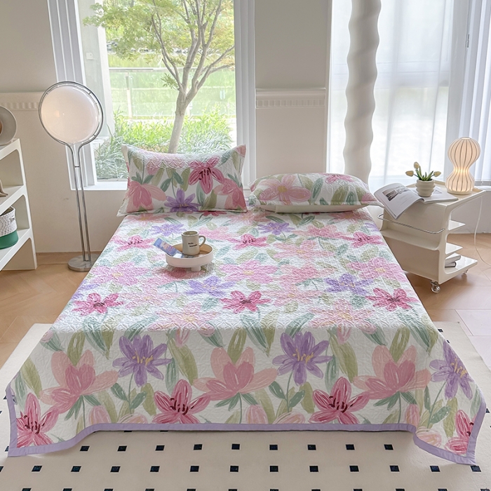 91家纺网 家纺一手货源 找家纺 40支全棉夹棉绗缝13372简约款印花多功能床盖夏被凉席四季通用 雅蔓