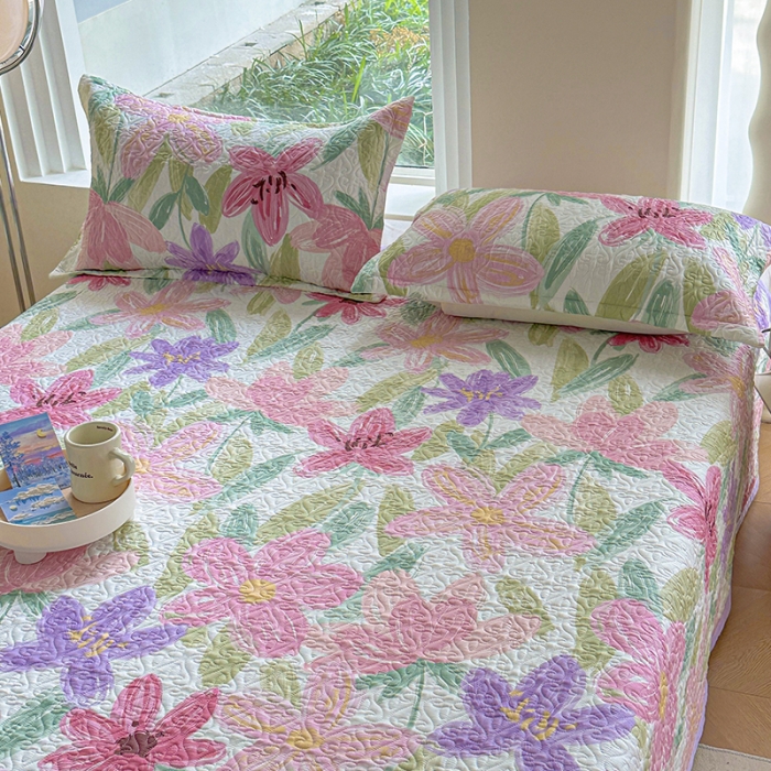 91家纺网 家纺一手货源 找家纺 40支全棉夹棉绗缝13372简约款印花多功能床盖夏被凉席四季通用 雅蔓