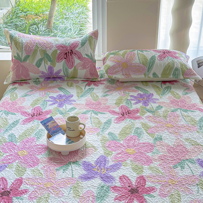 91家纺网 家纺一手货源 找家纺 40支全棉夹棉绗缝13372简约款印花多功能床盖夏被凉席四季通用 雅蔓