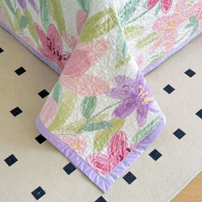 91家纺网 家纺一手货源 找家纺 40支全棉夹棉绗缝13372简约款印花多功能床盖夏被凉席四季通用 雅蔓