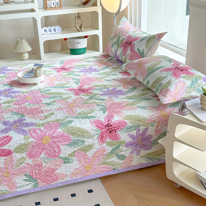 91家纺网 家纺一手货源 找家纺 40支全棉夹棉绗缝13372简约款印花多功能床盖夏被凉席四季通用 雅蔓