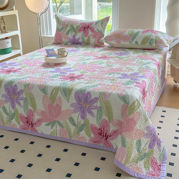 91家纺网 家纺一手货源 找家纺 40支全棉夹棉绗缝13372简约款印花多功能床盖夏被凉席四季通用 雅蔓