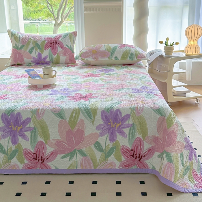 91家纺网 家纺一手货源 找家纺 40支全棉夹棉绗缝13372简约款印花多功能床盖夏被凉席四季通用 雅蔓