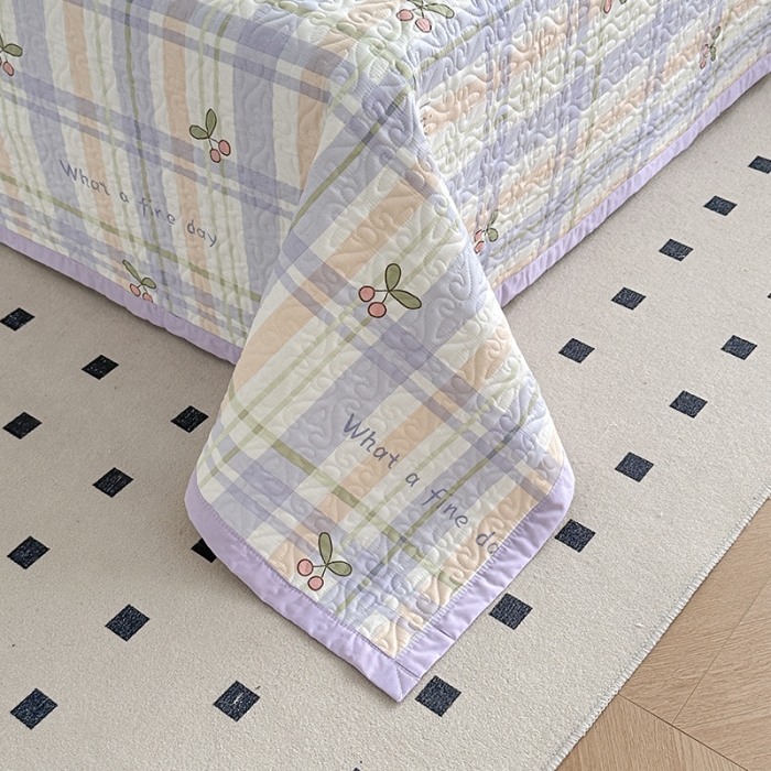 91家纺网 家纺一手货源 找家纺 全棉夹棉绗缝13372简约款印花多功能床盖夏被凉席四季通用 樱桃丸子