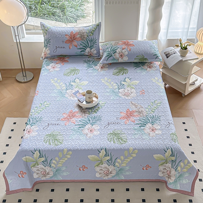 91家纺网 家纺一手货源 找家纺 全棉夹棉绗缝13372简约款印花多功能床盖夏被凉席四季通用 优雅艺术