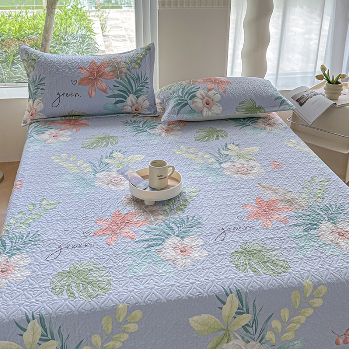 91家纺网 家纺一手货源 找家纺 全棉夹棉绗缝13372简约款印花多功能床盖夏被凉席四季通用 优雅艺术