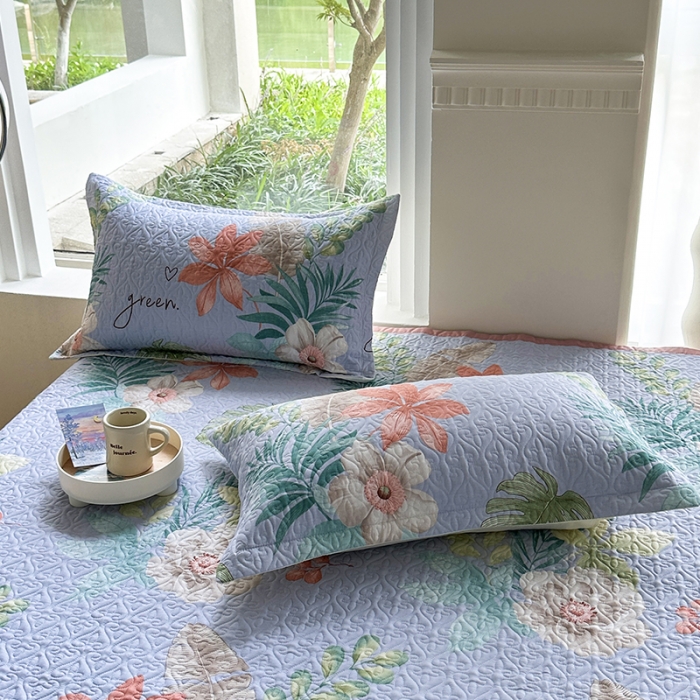 91家纺网 家纺一手货源 找家纺 全棉夹棉绗缝13372简约款印花多功能床盖夏被凉席四季通用 优雅艺术