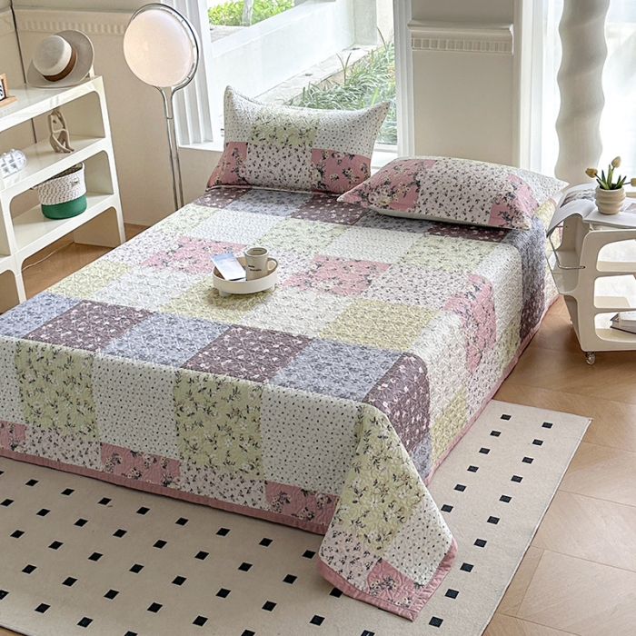 91家纺网 家纺一手货源 找家纺 全棉夹棉绗缝13372简约款印花多功能床盖夏被凉席四季通用 幽兰情丝