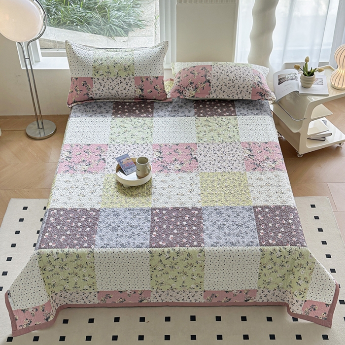 91家纺网 家纺一手货源 找家纺 全棉夹棉绗缝13372简约款印花多功能床盖夏被凉席四季通用 幽兰情丝