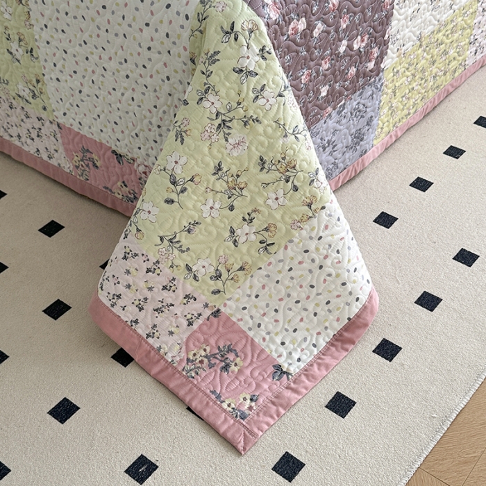 91家纺网 家纺一手货源 找家纺 全棉夹棉绗缝13372简约款印花多功能床盖夏被凉席四季通用 幽兰情丝