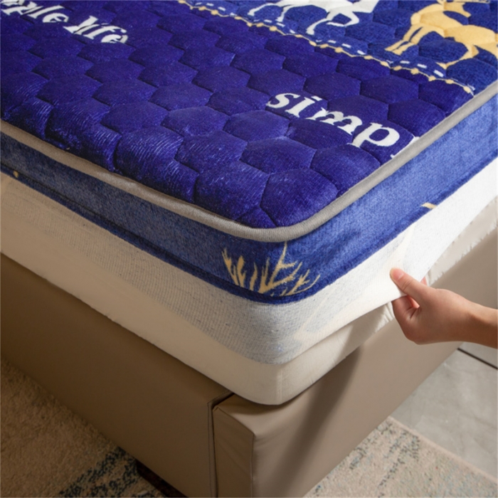 91家纺网 家纺一手货源 找家纺 梦舒羽牛奶绒抗静电夹棉床笠床罩床单床盖床护垫套宿舍三件套 麋鹿小树