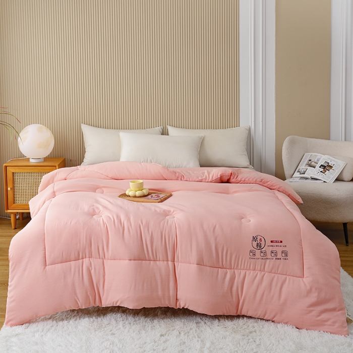 91家纺网 家纺一手货源 找家纺 中国龙 2023款A类母婴级日式原棉无染大豆被冬被被子被芯 粉色