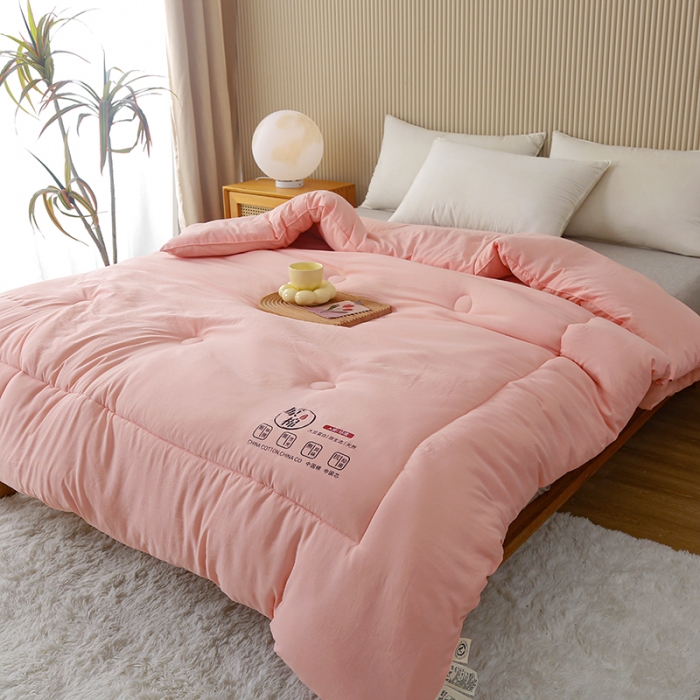 91家纺网 家纺一手货源 找家纺 中国龙 2023款A类母婴级日式原棉无染大豆被冬被被子被芯 粉色
