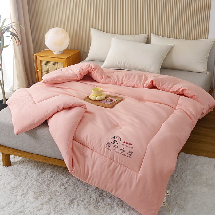 91家纺网 家纺一手货源 找家纺 中国龙 2023款A类母婴级日式原棉无染大豆被冬被被子被芯 粉色