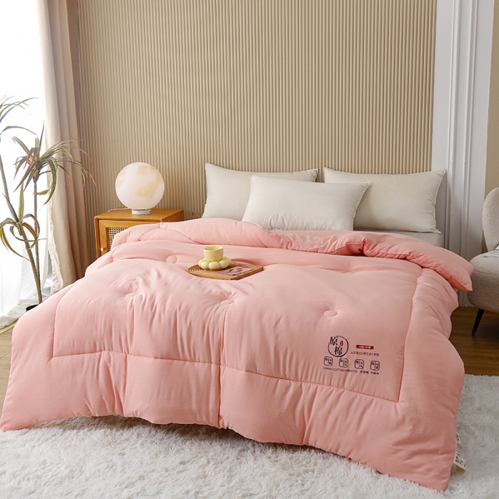 91家纺网 家纺一手货源 找家纺 中国龙 2023款A类母婴级日式原棉无染大豆被冬被被子被芯 粉色