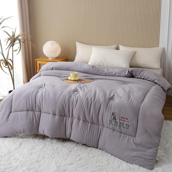 91家纺网 家纺一手货源 找家纺 中国龙 2023款A类母婴级日式原棉无染大豆被冬被被子被芯 灰色