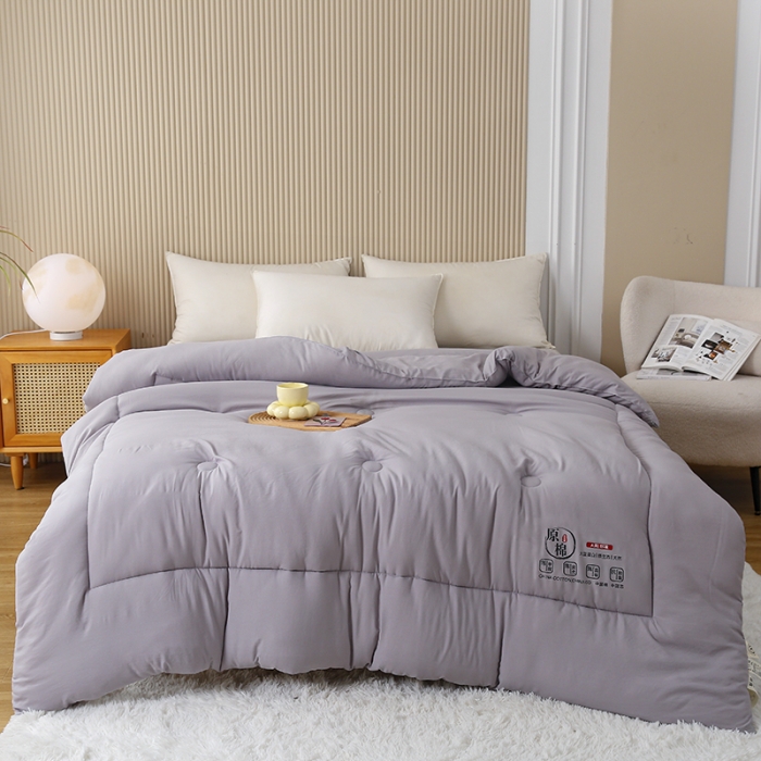 91家纺网 家纺一手货源 找家纺 中国龙 2023款A类母婴级日式原棉无染大豆被冬被被子被芯 灰色