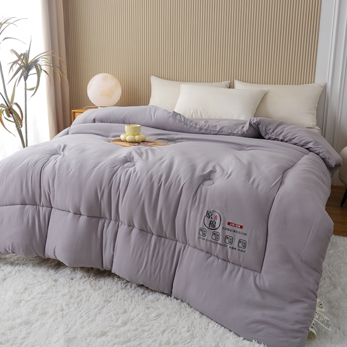 91家纺网 家纺一手货源 找家纺 中国龙 2023款A类母婴级日式原棉无染大豆被冬被被子被芯 灰色