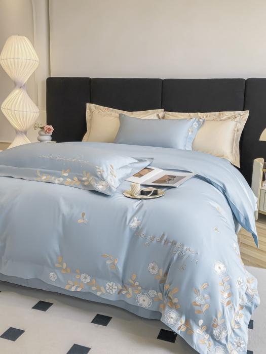 91家纺网 家纺一手货源 找家纺 星蕴 2023秋冬新款米兰全棉刺绣纯棉四件套