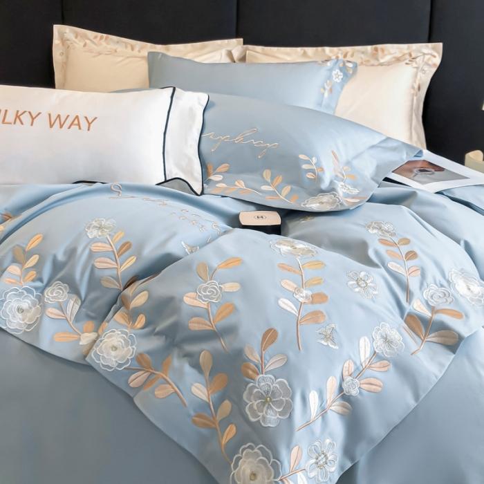 91家纺网 家纺一手货源 找家纺 星蕴 2023秋冬新款米兰全棉刺绣纯棉四件套