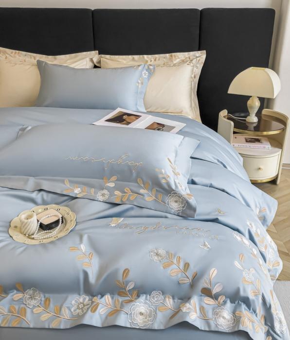 91家纺网 家纺一手货源 找家纺 星蕴 2023秋冬新款米兰全棉刺绣纯棉四件套