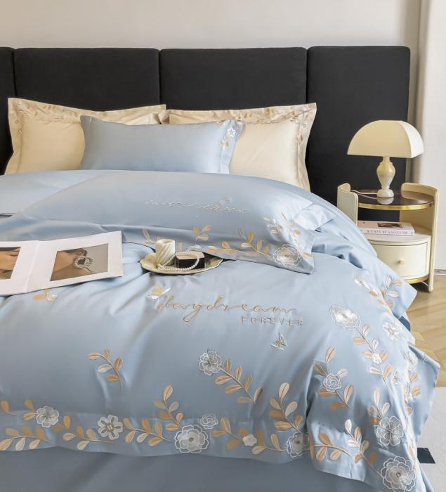 91家纺网 家纺一手货源 找家纺 星蕴 2023秋冬新款米兰全棉刺绣纯棉四件套