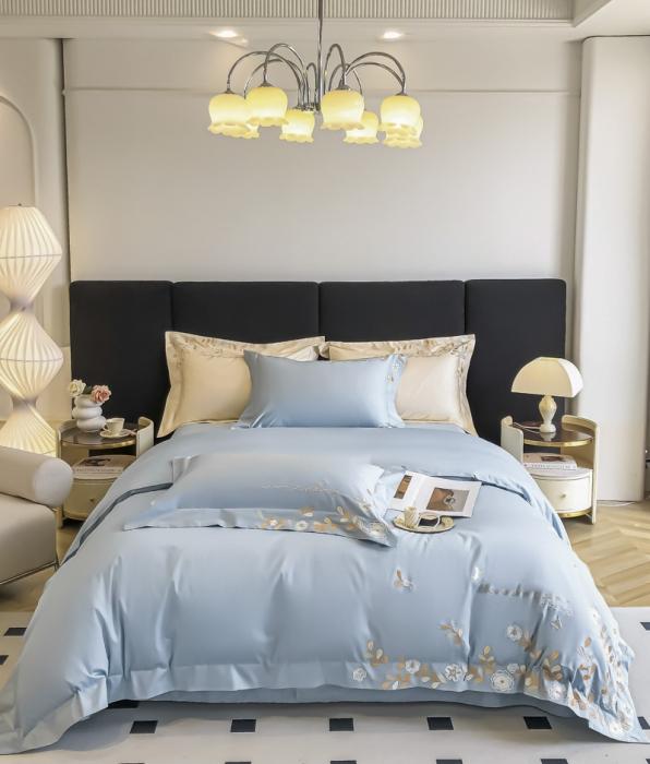 91家纺网 家纺一手货源 找家纺 星蕴 2023秋冬新款米兰全棉刺绣纯棉四件套