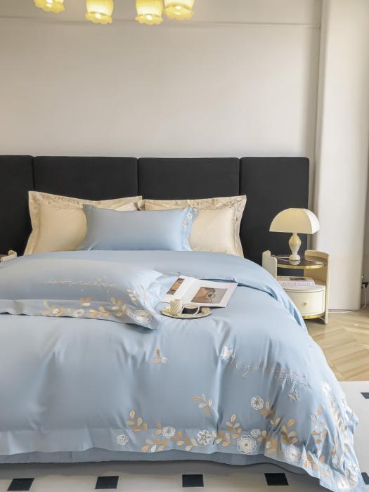 91家纺网 家纺一手货源 找家纺 星蕴 2023秋冬新款米兰全棉刺绣纯棉四件套 繁星兰