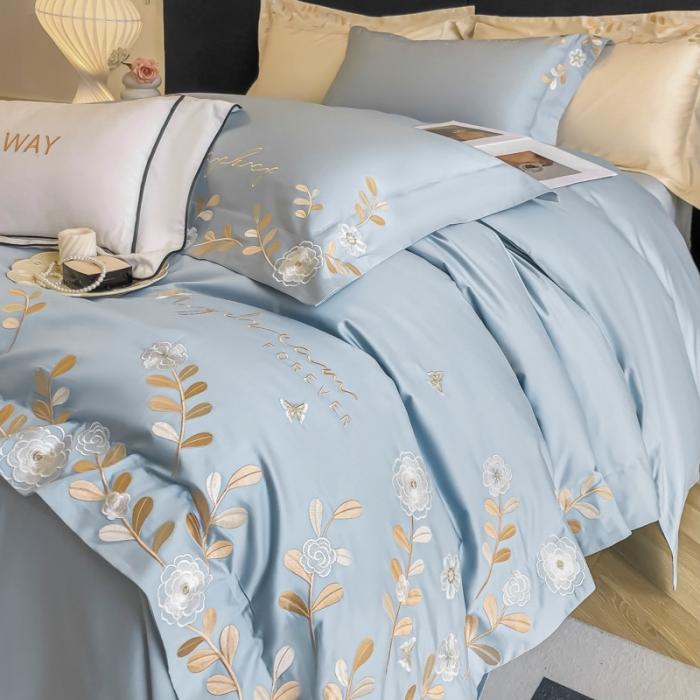 91家纺网 家纺一手货源 找家纺 星蕴 2023秋冬新款米兰全棉刺绣纯棉四件套 繁星兰