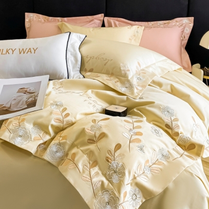 91家纺网 家纺一手货源 找家纺 星蕴 2023秋冬新款米兰全棉刺绣纯棉四件套