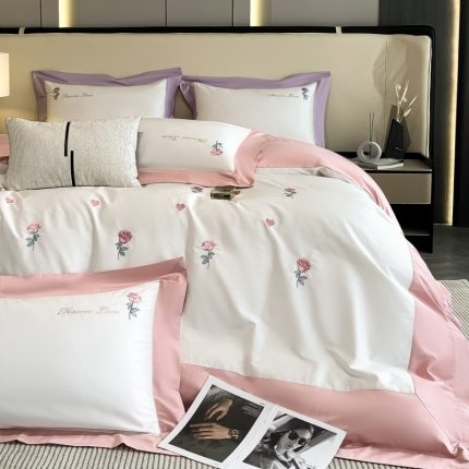 91家纺网 家纺一手货源 找家纺 星蕴2023秋冬新款高密全棉轻奢刺绣纯棉四件套