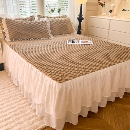 91家纺网 家纺一手货源 找家纺 （总）慕梵家居 2023新款金龟绒提花豆豆绒床笠款床裙床单系列