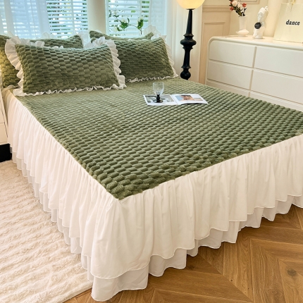 91家纺网 家纺一手货源 找家纺 （总）慕梵家居 2023新款金龟绒提花豆豆绒床笠款床裙床单系列