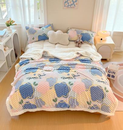 91家纺网 家纺一手货源 找家纺 （总）网客 豆豆绒印花被套毯