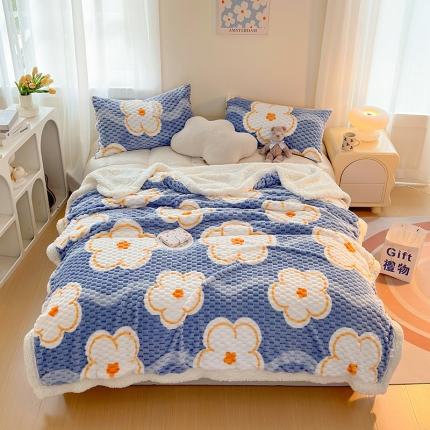 91家纺网 家纺一手货源 找家纺 网客 豆豆绒印花被套毯 太阳花