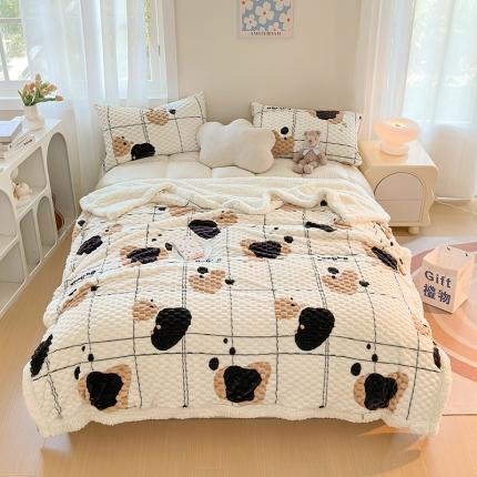 网客 豆豆绒印花被套毯 饼干