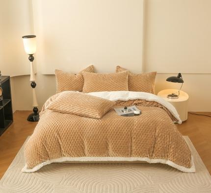 91家纺网 家纺一手货源 找家纺 （总）网客 多功能豆豆绒素色被套毯