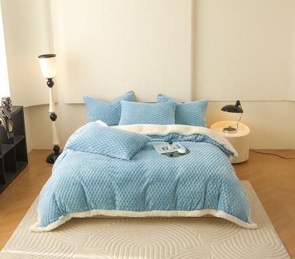 91家纺网 家纺一手货源 找家纺 （总）网客 多功能豆豆绒素色被套毯