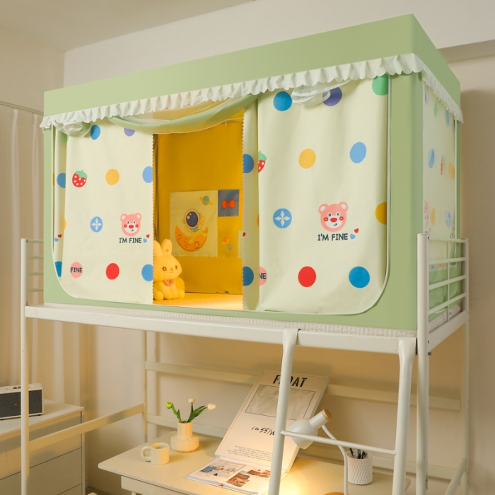 91家纺网 家纺一手货源 找家纺 （总）迷仙巢 2023新款99％加厚遮光布涂银强遮光三开门学生蚊帐