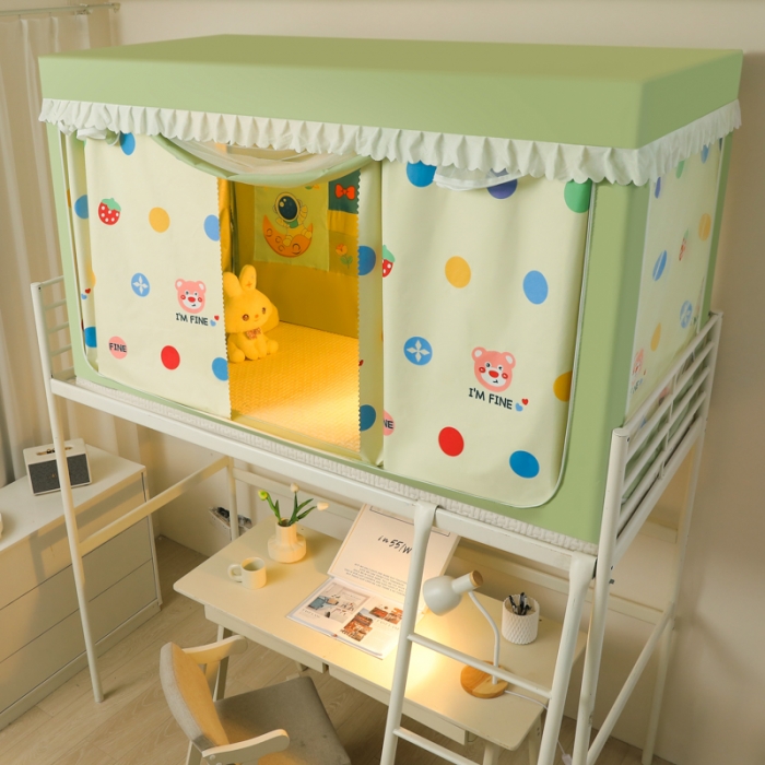 91家纺网 家纺一手货源 找家纺 （总）迷仙巢 2023新款99％加厚遮光布涂银强遮光三开门学生蚊帐