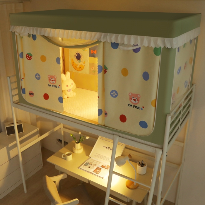 91家纺网 家纺一手货源 找家纺 （总）迷仙巢 2023新款99％加厚遮光布涂银强遮光三开门学生蚊帐