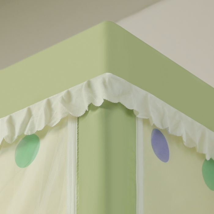 91家纺网 家纺一手货源 找家纺 迷仙巢 2023新款99％加厚遮光布涂银强遮光三开门学生蚊帐 波点熊