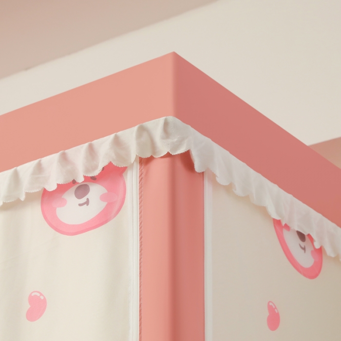 91家纺网 家纺一手货源 找家纺 迷仙巢 2023新款99％加厚遮光布涂银强遮光三开门学生蚊帐 可爱熊