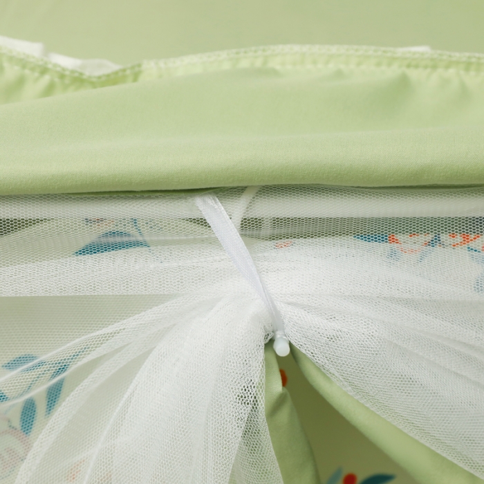 91家纺网 家纺一手货源 找家纺 迷仙巢 2023新款99％加厚遮光布涂银强遮光三开门学生蚊帐 田园-抹茶绿